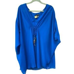 Rampage Blouse Women’s Sz Small Royal‎ Blue Dolman Short Sleeves Lined